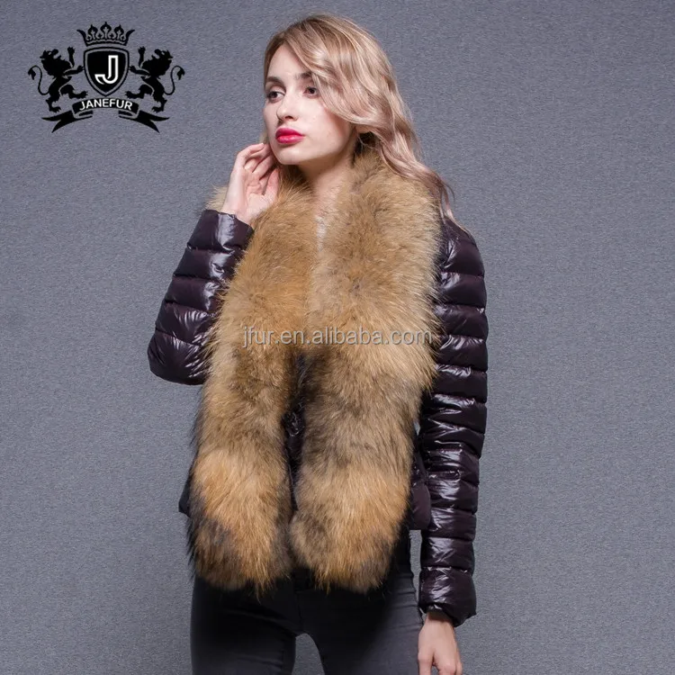 raccoon fur down jacket