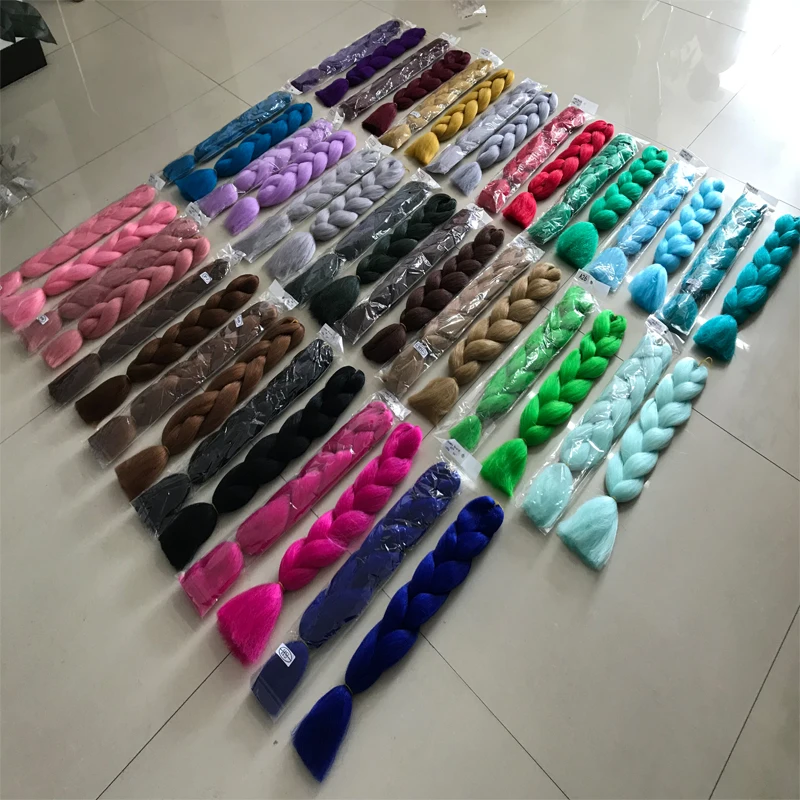 120 Colors ombre color afro kinky braiding hair 3x synthetic artificial hair wand curl crochet braid