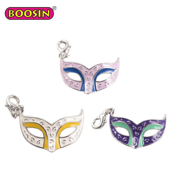 20pcs Mask Charms Antique Tibetan silver Halloween Face Mask Pendants 12x31mm