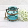 Wholesale 500mL Rope Hanging Wide Mouth Glass Flower Vase Decoration Round Candle Holder