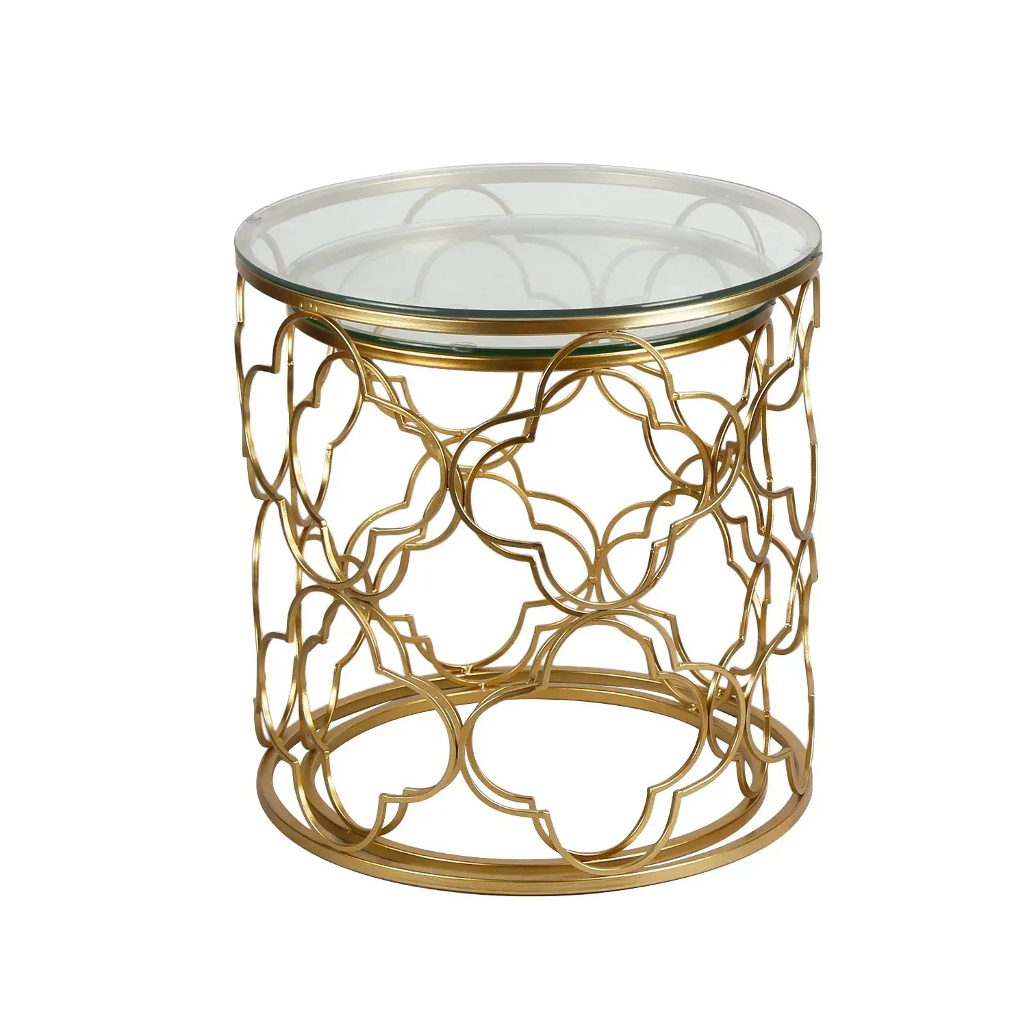 Gold End Table With Glass Top in Decorative