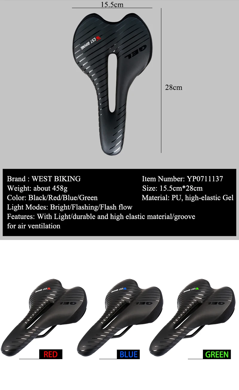 West Biking Hot Selling Mountain Bike Racing Saddle Cycling Bike Heated