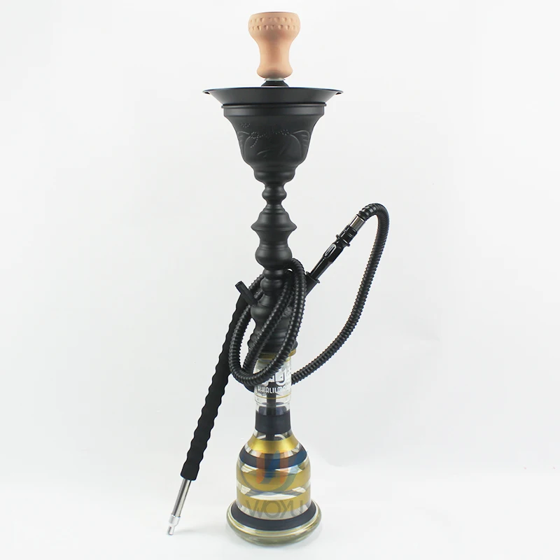 Khalil Mamoon Egyptian Style Ice Chamber Shisha Pot Single Hose Black