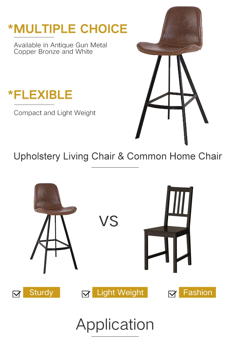 Pu Bar Stool With Back Industrial Bar Furniture Stool Chairs Kitchen