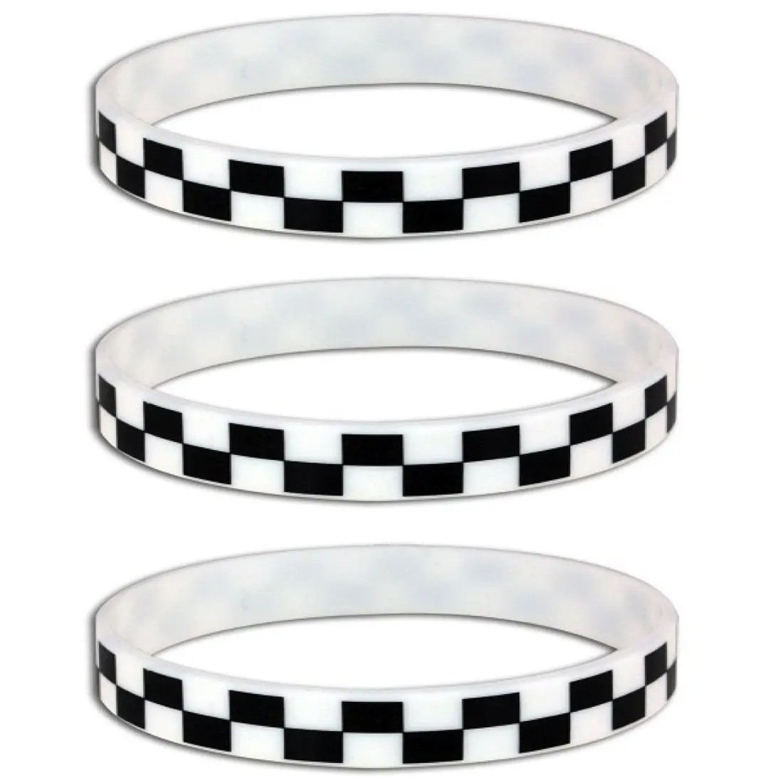 Silicone Black White Checkered Flag Racing Wristband Bracelets Silicone Black White Checkered Flag