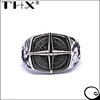 Wide Vintage Stainless Steel Cross and World Map Casting Band Rings for Men