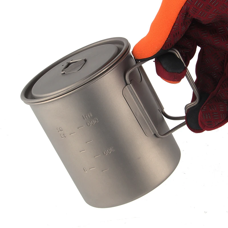 Camping and Hiking Ultralight 750ml Titanium Mug Titanium Cup Travel Coffee tea mug Portable Ultralight tableware