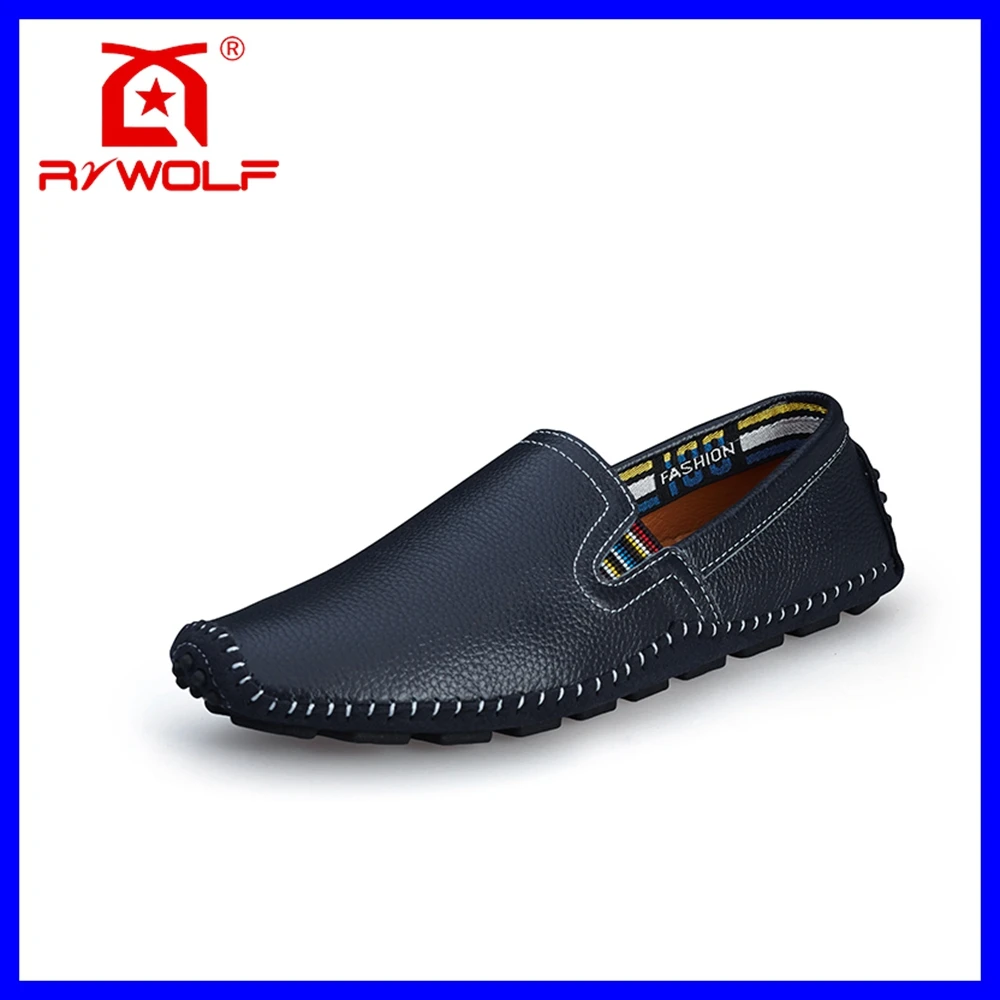 Latest design top quality casual style slip on mens leather flat shoes