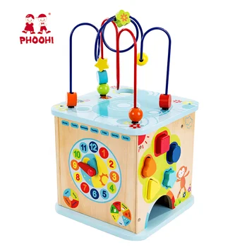 cube baby multifunction toy play wooden larger activity maze bead center