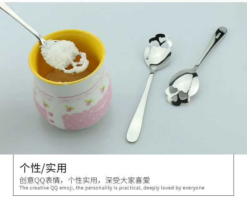 In Stock Stylish Stainless Steel Skull Shape Coffee Sugar Dessert Skull spoon