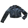 women short black different type pu leather jacket for spring