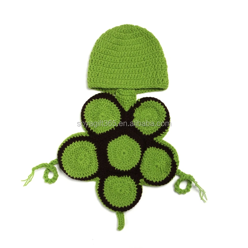 Lovely Baby Newborn Turtle Knit Crochet Clothes Beanie Hat Outfit Photo Prop Set