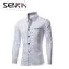 Men's Long Sleeve White Dress Shirt Comfortable Formal Business Regular-fit Work Office Wear mens casual designer shirts
