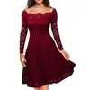 Elegant wine red lace evening western style women sexy japanese prom dresses