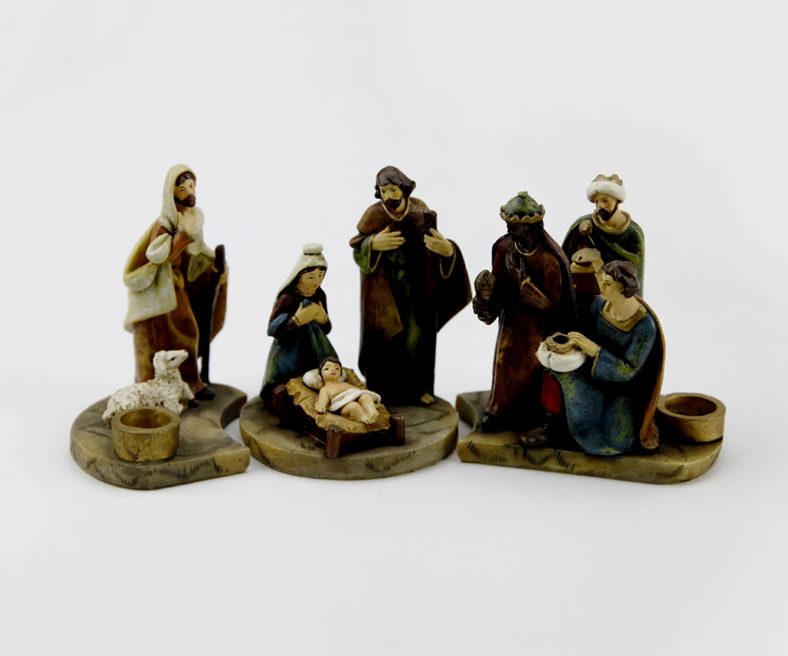 Resin Religious Holy Family Christmas Nativity Set Statue