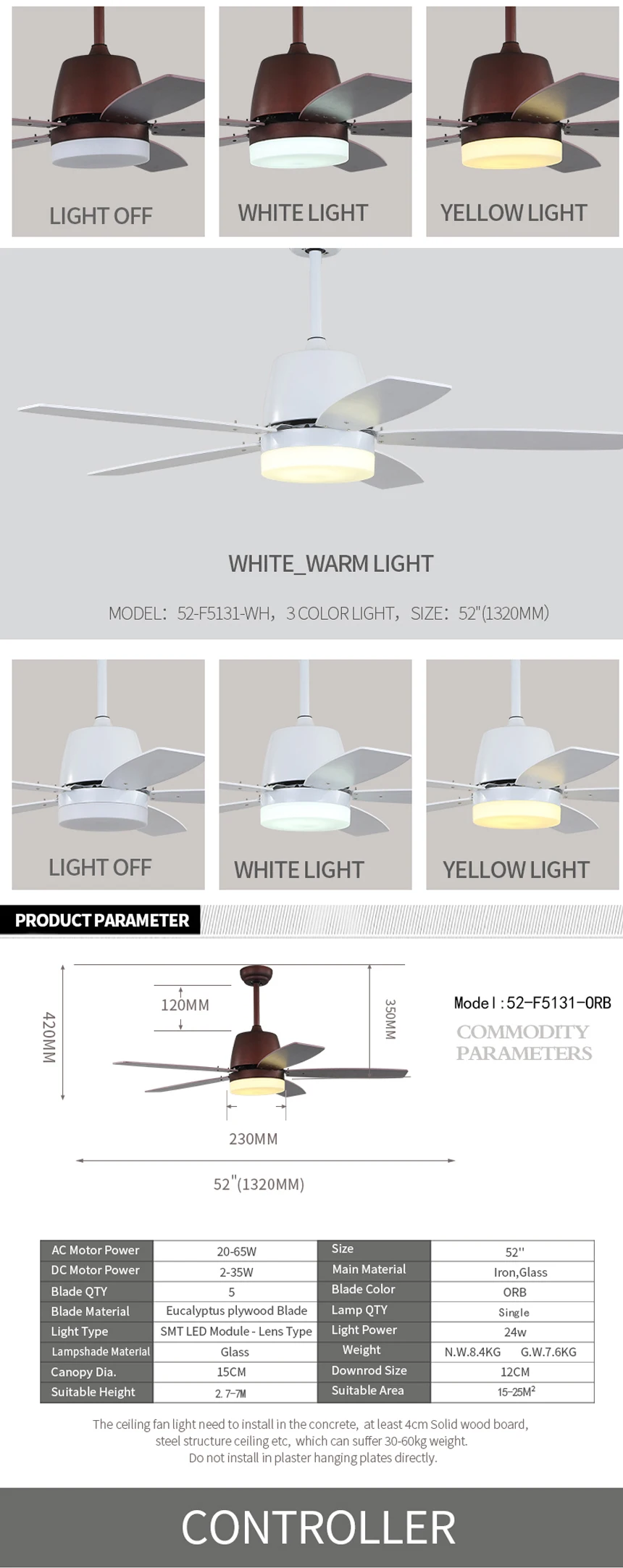 High Quality New Home Application Energy Saving Dc Ceiling Fan With