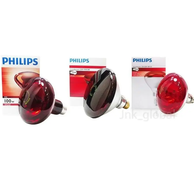 Philips Infrared Heat Light Lamp E27 Bulb 100W 150W 250W (230V)  Infrared physiotherapy lamp