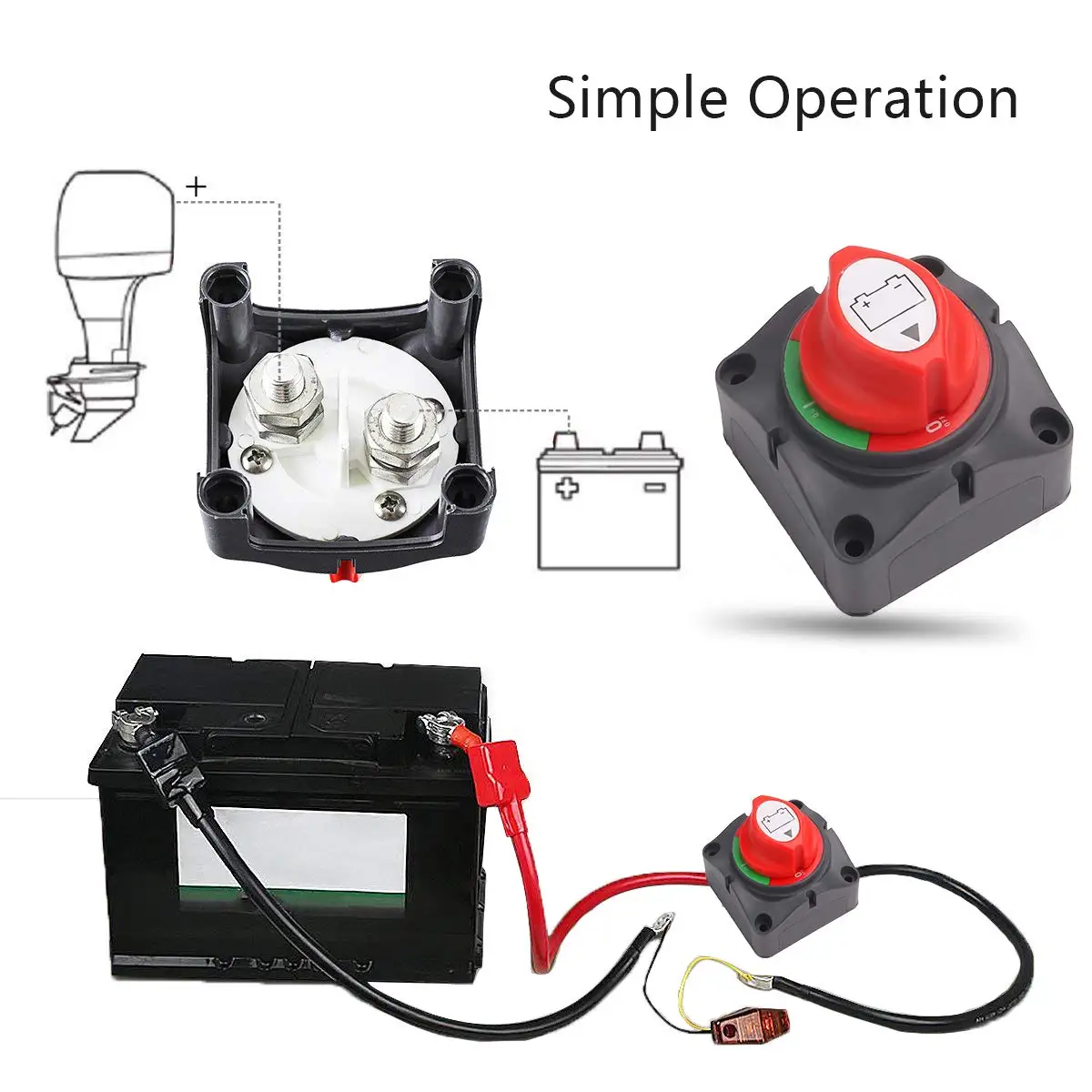 300A Battery Waterproof Disconnect Switch ON/Off Single Circuit Power Isolator IP66 Aramox Battery Isolator for Marine