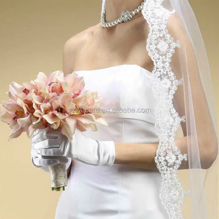 Ladies Fashion White Short Bridal Wrist Length Wedding Hand Gloves