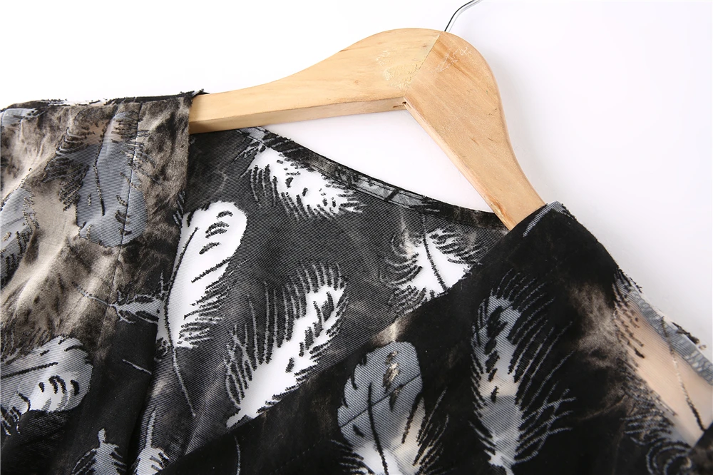 flocked embellished tunic dress