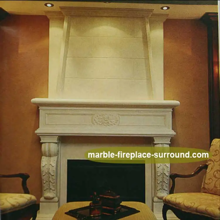 Modern Travertine Pillar Mantel Customize Hand Carved Spanish