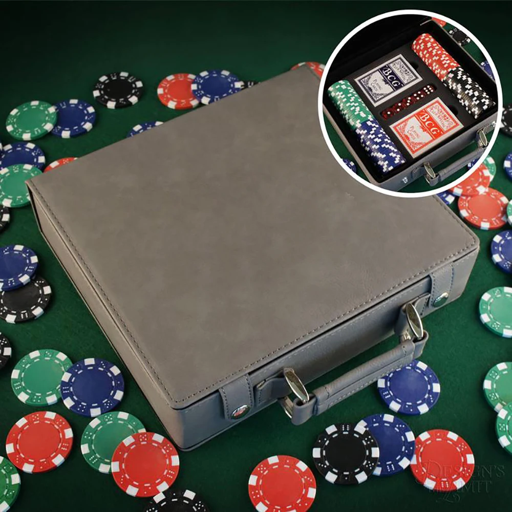Premium Texas Hold'em Poker Chip Game Set With Cards Leather Case,Gift