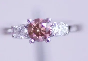 Super Roze Diamant Solitaire Verlovingsring 3 Stenen 14k Wit Goud 1,05 BO-03