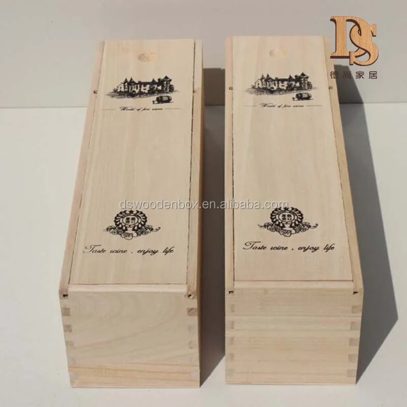 Cheap Grape Wine Packing Box Paulownia Sliding Lid Wooden Wine Box