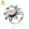 8MM Freshwater cultured pearl flower ring design for women