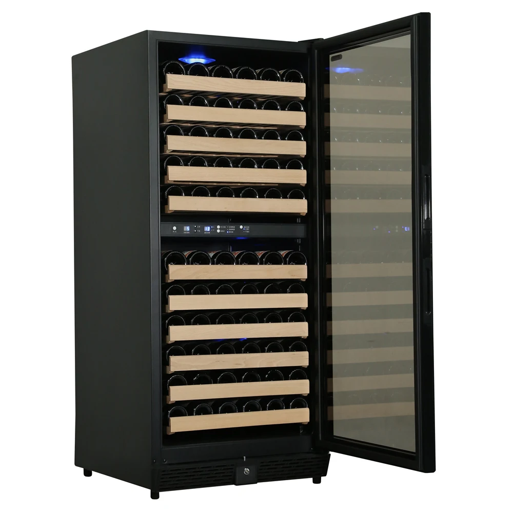 hot sale built-in dual zone shenzhen led display stainless steel wine cooler