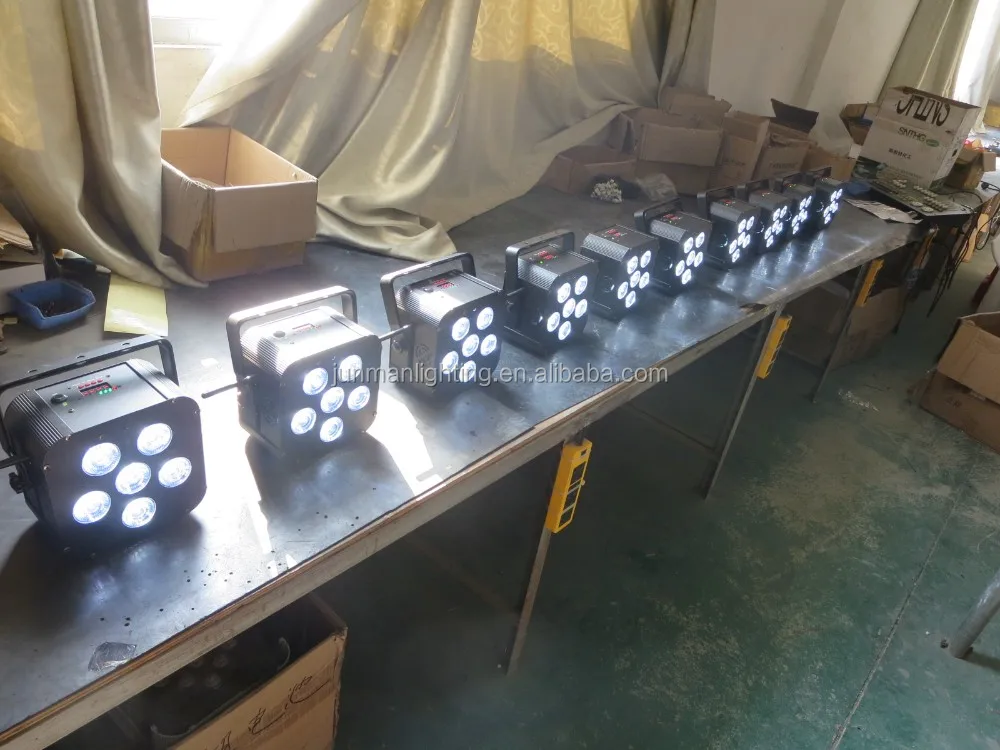 6*18W RGBWA+UV Flat Wireless DMX IR Battery Powered 6 in 1 Led Par64 Uplights DJ Stage Lighting