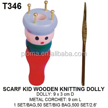 wooden knitting doll