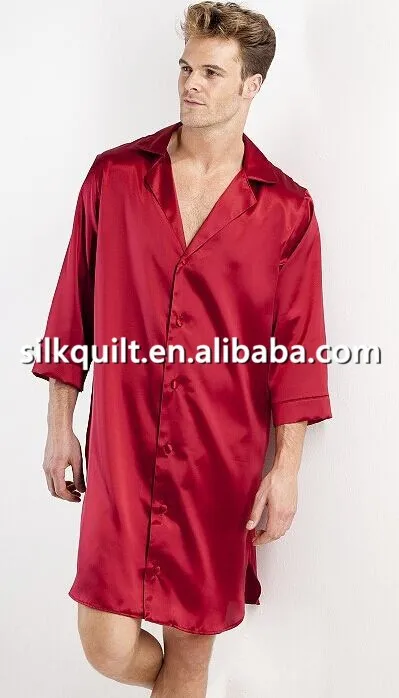 Sexy High Quality Silk Satin Mens Nightshirt - Buy Satin Nightshirt For