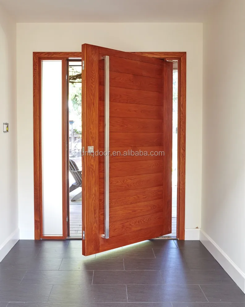 Meranti Solid Wood Glass Insert Pivot Entry Door With Side ...