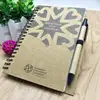 Recycled Notebook With Pen Spiral Brown Kraft Cover Journal Note Book With Logo,Plastic coil notebook