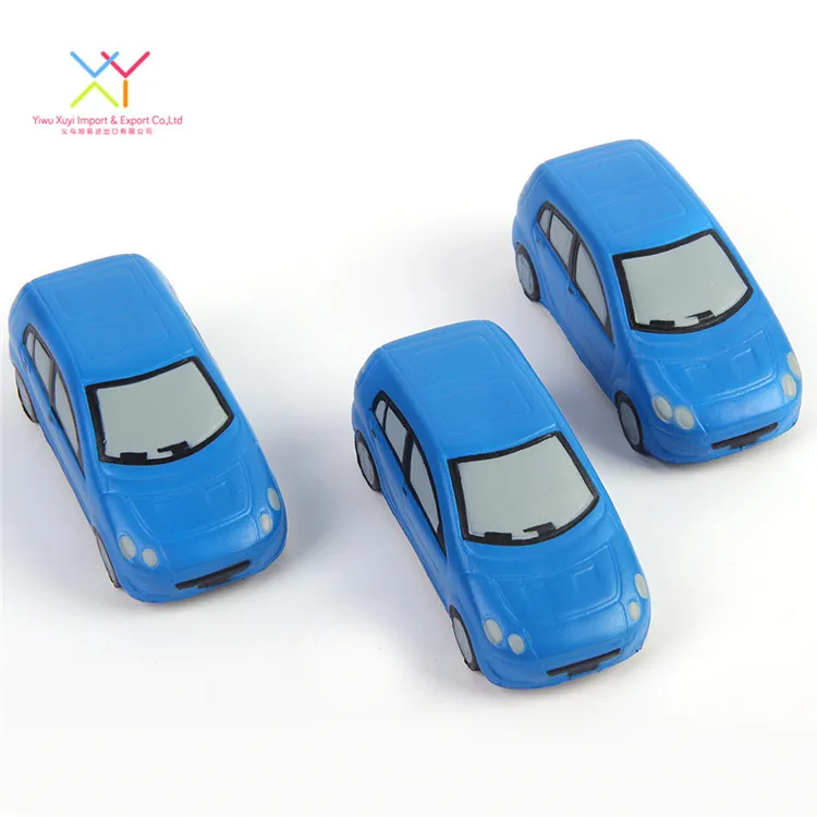 Hot selling custom toys for baby, soft pu foam blue car shaped stress ball