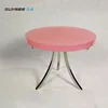 Custom metal triangle legs furniture pink round mirror top acrylic tea coffee table for sale