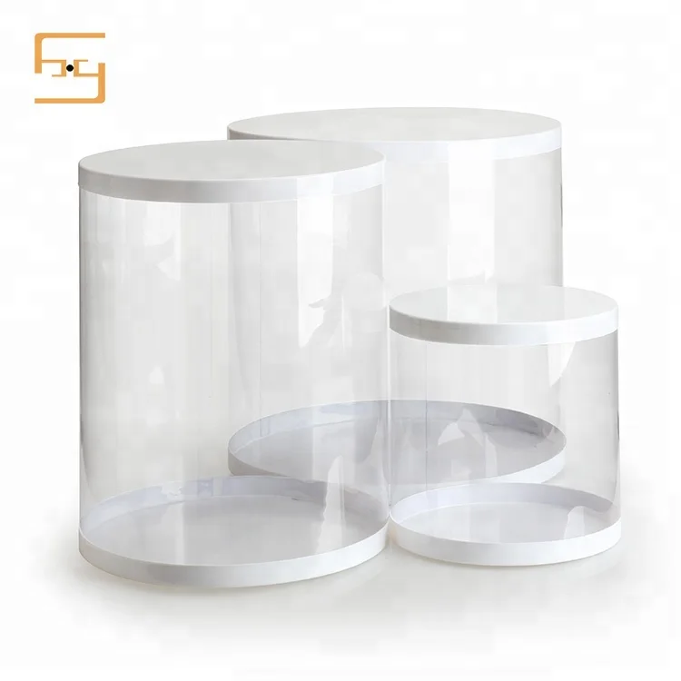 Custom Cylinder Clear Plastic Display Cake Packaging Boxes