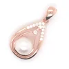 Wholesale Rose Gold Water Drop Design Cz Setting Pearl Silver Pendant Models
