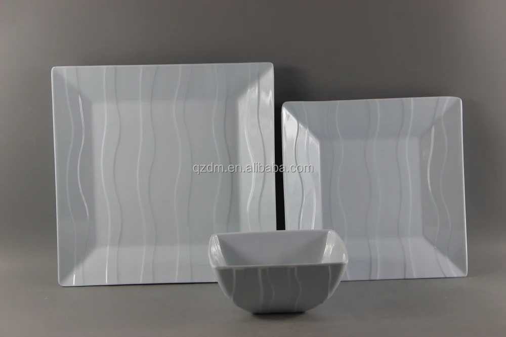 White Melamine Dinner Set,Square Melamine Dinner Ware Set