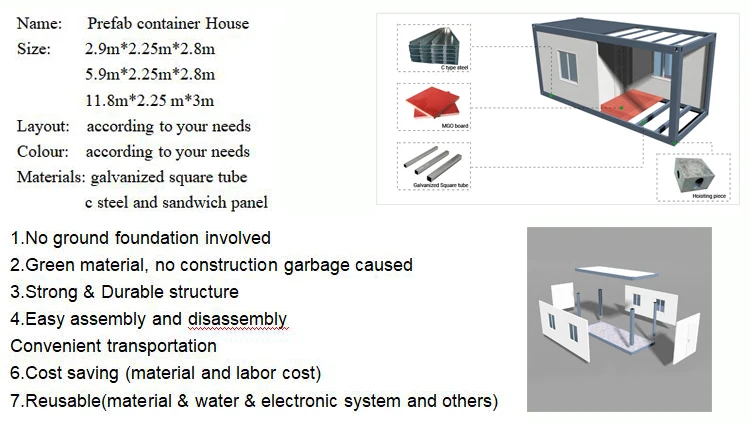 Chile 20ft Portable Container House With 3 Bedroom House Floor