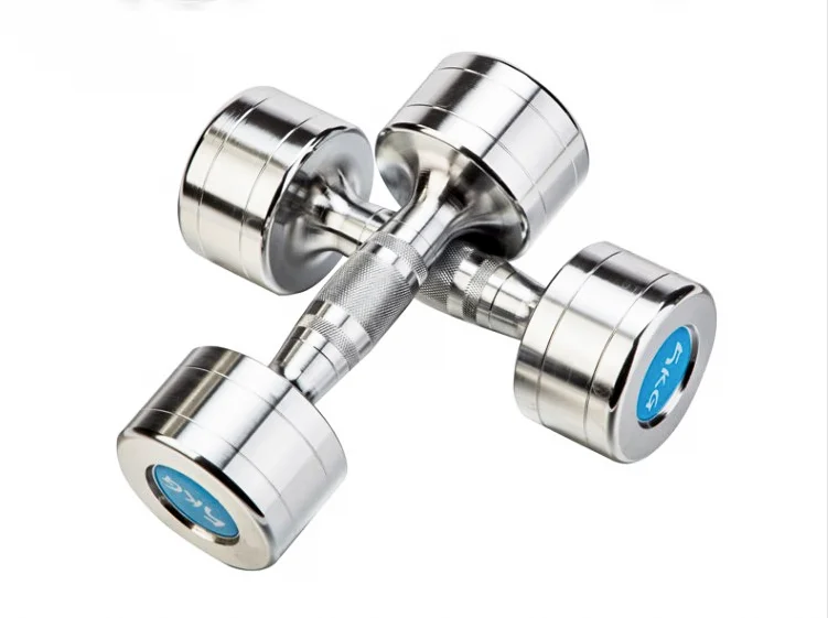 Wholesale fitness equipment fixed pure / solid stainless steel dumbbells sets