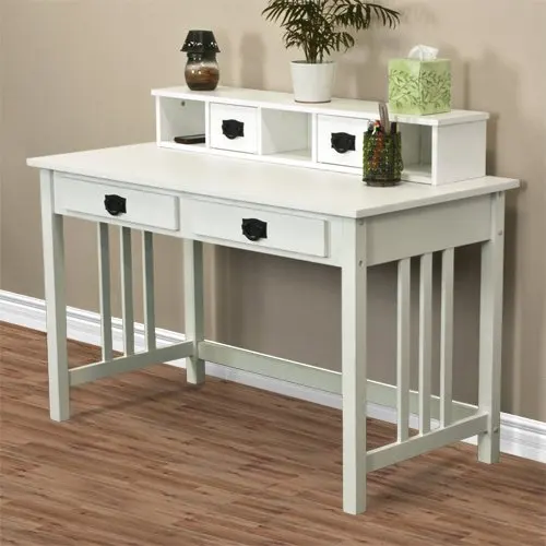 White Solid Wood Writing Desk Home Office Computer Desk For Kids