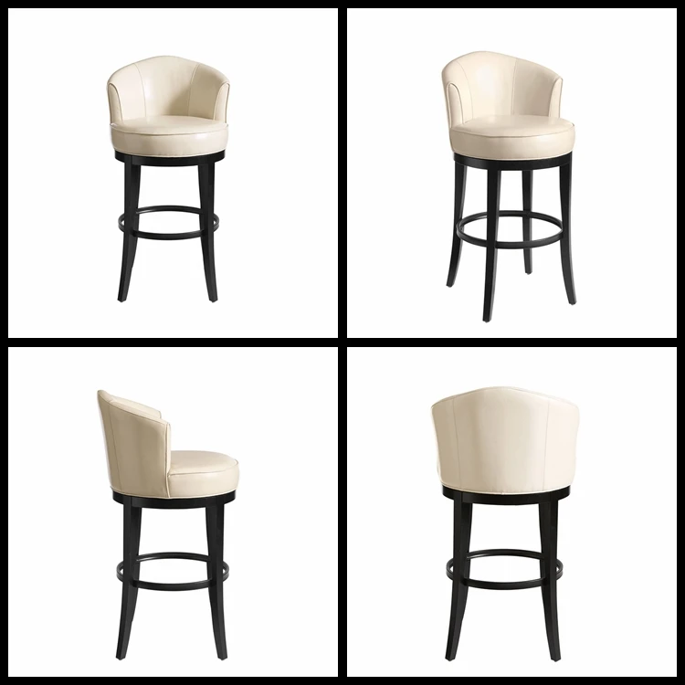 White leather round shape bar stool chair