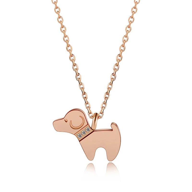 fashion stainless steel necklaces pendant gold plated tiny dog necklace