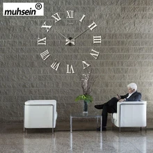 Roman Mirror 3D real big promotion home decor large 2016 New Arrival Quartz Clocks fashion watches fashion modern Free Shipping