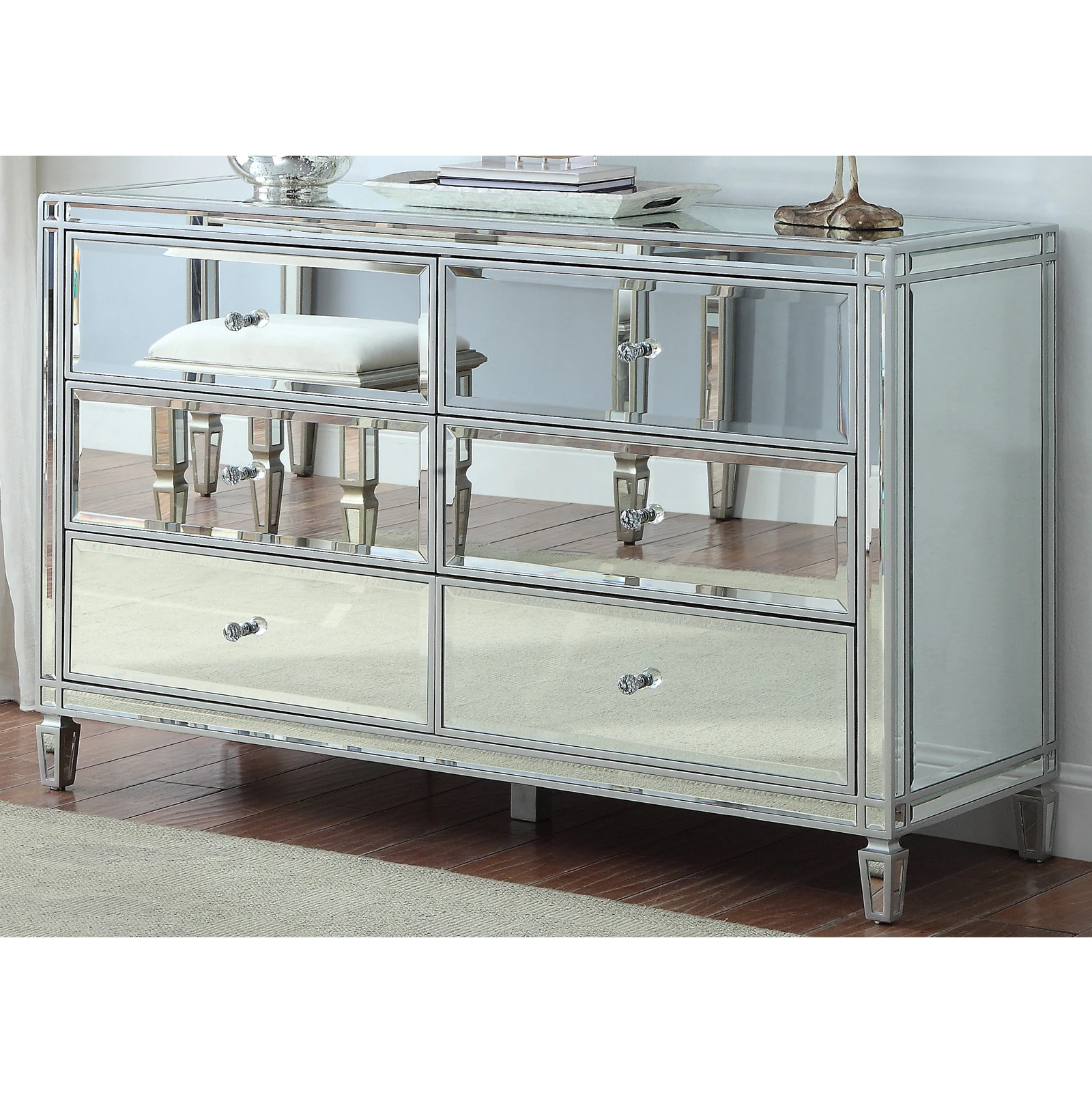 6 Drawer Living Room Mirrored Dresser Chest Drawers Buy