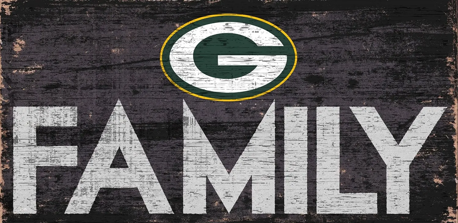 Green Bay Packers Family 12” x 6” Distressed Vintage Wood Sign