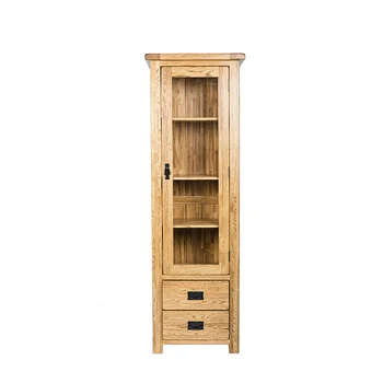 Classic Solid Wood Furniture Natural Wood Oak 2 Drawer Tall Narrow