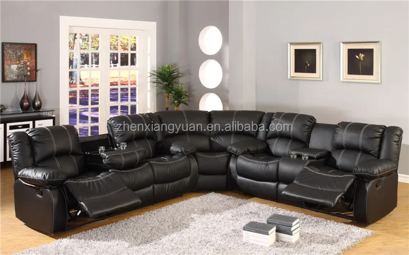 Sf3591 Black Leather Sectional Sofa With Recliners View Sf3591 Black Leather Sectional Sofa
